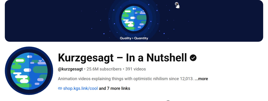 YouTube channel header of Kurzgesagt – In a Nutshell